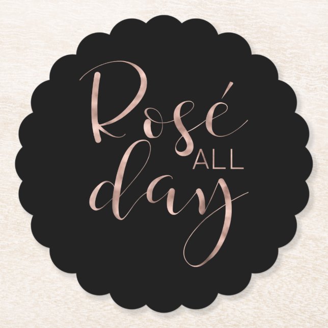 Funny Cute Rose All Day Wine Lover Gift Paper Coaster (Front)