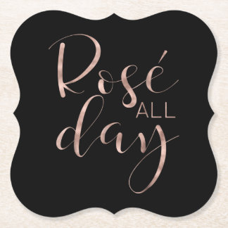 Funny Cute Rose All Day Wine Lover Gift Paper Coaster