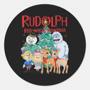Funny Cute Rudolph The Red Nosed Reindeer Christma Classic Round Sticker