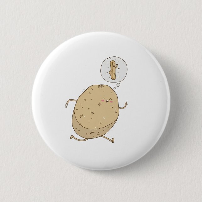 Funny Cute Running Potato by somoh 6 Cm Round Badge (Front)