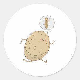 Funny Cute Running Potato by somoh Classic Round Sticker