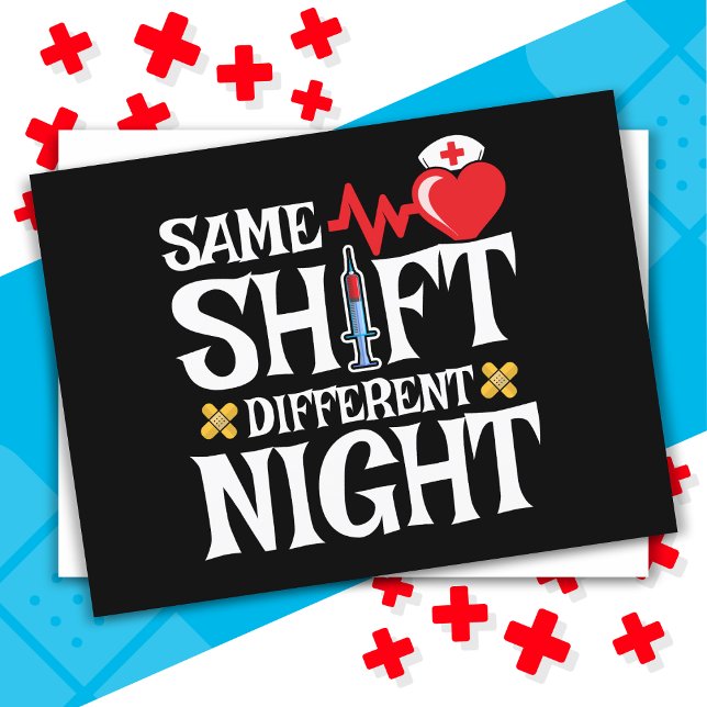 Funny Cute Same Shift Different Night Shift Nurse Postcard (Creator Uploaded)