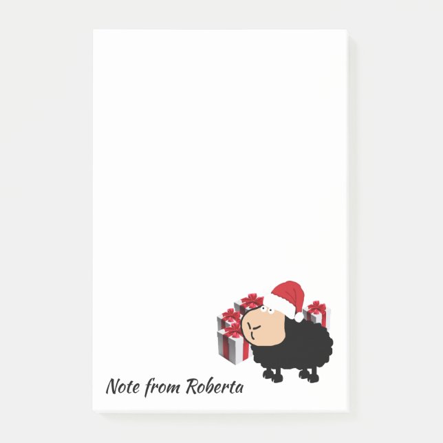 Funny cute Santa cartoon sheep Christmas Post-it Notes (Front)