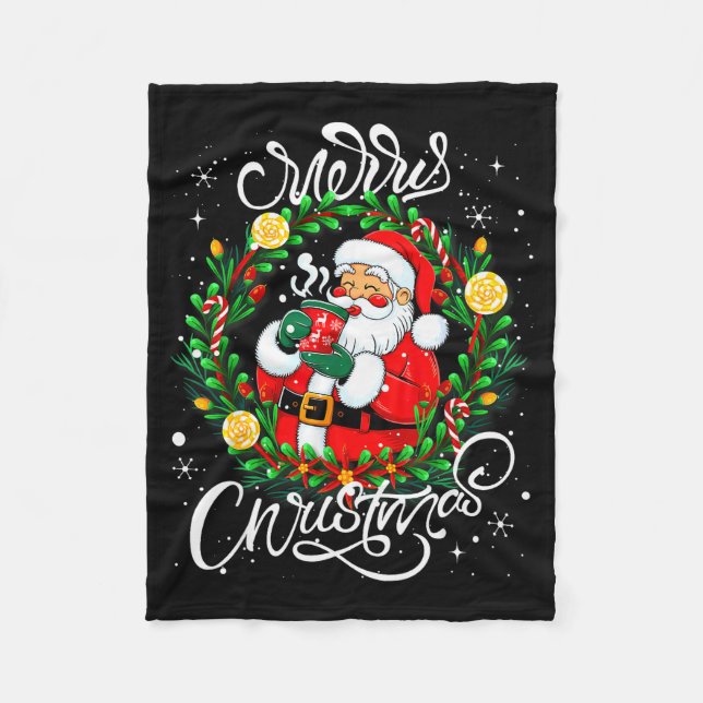 Funny Cute Santa Claus Merry Christmas Men Women K Fleece Blanket (Front)
