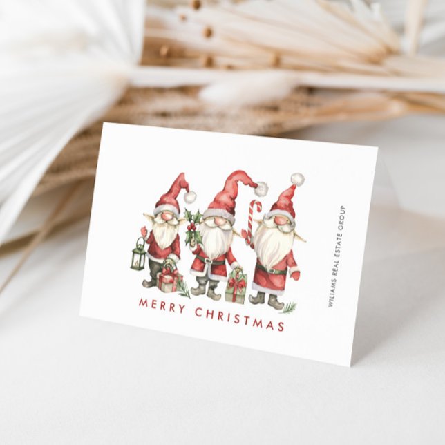 Funny Cute Santa Gnomes Christmas Corporate Holiday Card (Creator Uploaded)
