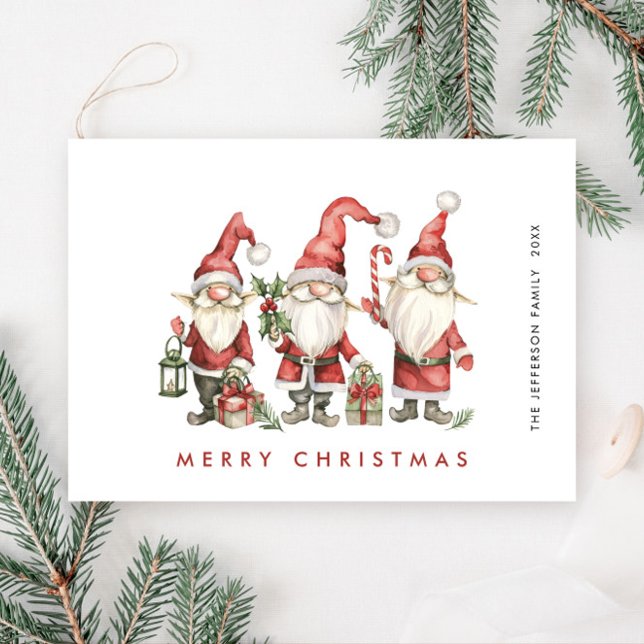 Funny Cute Santa Gnomes Christmas Holiday Card (Creator Uploaded)