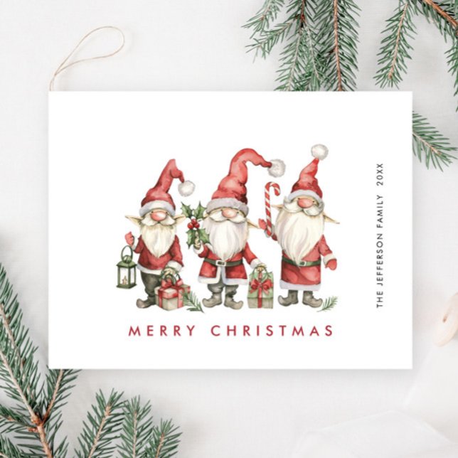 Funny Cute Santa Gnomes Christmas Holiday Postcard (Creator Uploaded)