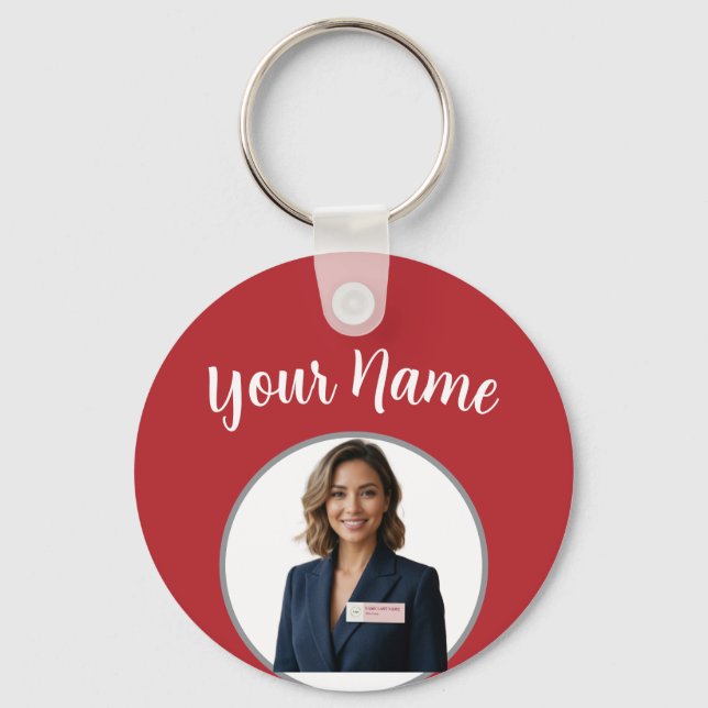 Funny Cute Santa & Typography Key Ring (Back)