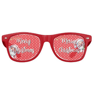 Funny Cute Santa & Typography Retro Sunglasses