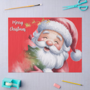 Funny Cute Santa & Typography Tissue Paper