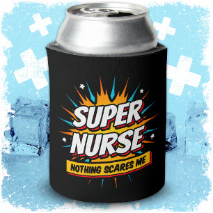 Funny Cute Sarcastic Superhero Nurse Appreciation Can Cooler