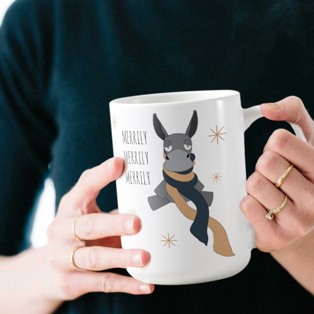 Funny Cute Sarcastically Merry Winter Donkey  Coffee Mug (Creator Uploaded)