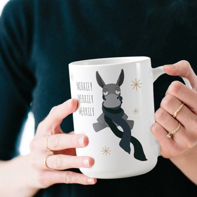 Funny Cute Sarcastically Merry Winter Donkey  Coffee Mug (Creator Uploaded)