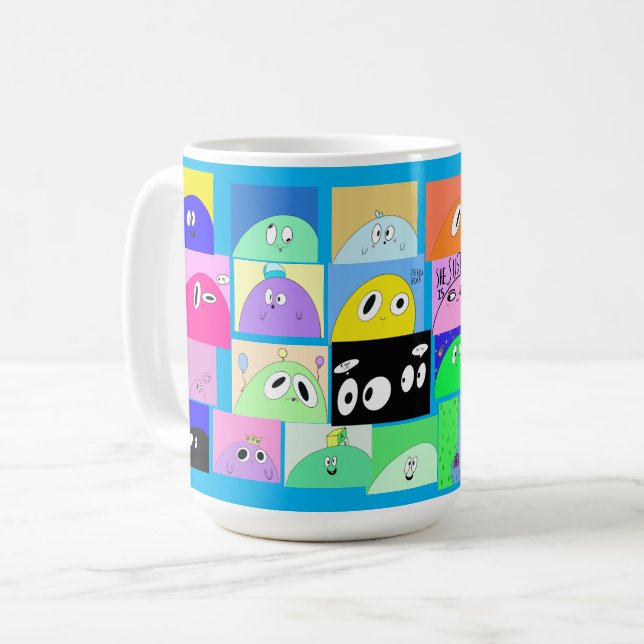 Funny Cute Sassy Happy Blob Cartoons Coffee Mug (Front Left)