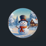 Funny Cute Seasonal Colourful Christmas Snowman  3 Cm Round Badge<br><div class="desc">Winter</div>