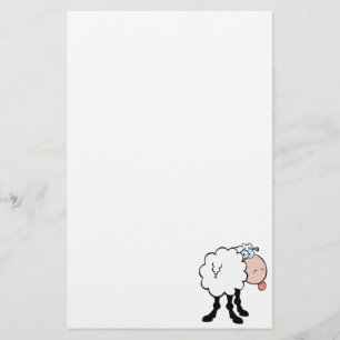 funny cute sheep sticking tongue out from behind stationery