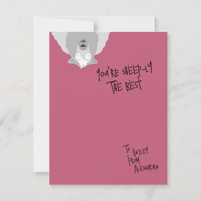 Funny Cute Sheeply The Best Sheep Pun Customisable Card (Back)