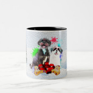Funny Cute Shih Tzu Dog Christmas Two-Tone Coffee Mug