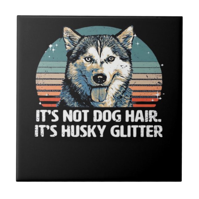Funny & Cute Siberian Husky Dog Glitter Classic T- Ceramic Tile (Front)