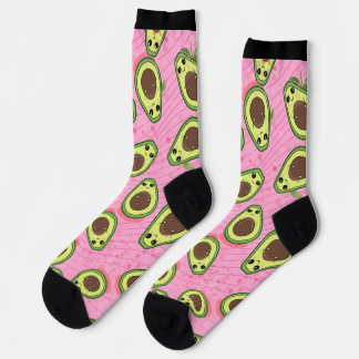 Funny Cute Silly Avocado Guac Hipster Pink Green  Socks