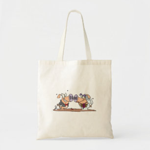 funny cute silly wedding pigs bride groom tote bag