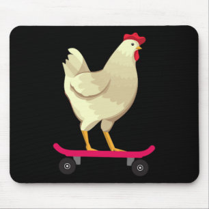 Funny Cute Skateboarding Chicken Animal Gift Mouse Pad