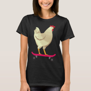Funny Cute Skateboarding Chicken Animal Gift  T-Shirt