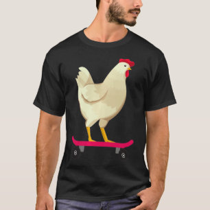 Funny Cute Skateboarding Chicken Animal Gift  T-Shirt