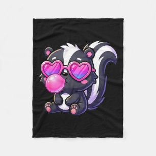 Funny cute skunk blowing bubble gum animal kids fleece blanket