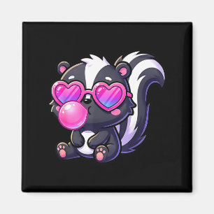 Funny cute skunk blowing bubble gum animal kids magnet