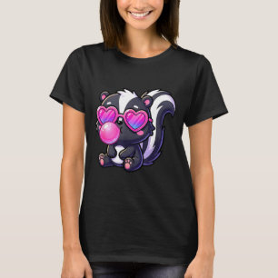 Funny cute skunk blowing bubble gum animal kids T-Shirt