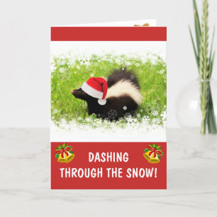 Funny Cute Skunk Christmas Holiday Card