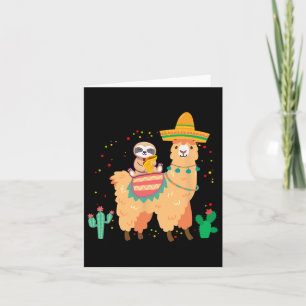 Funny Cute Sloth And Llama With Taco And Mexican S Card