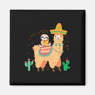Funny Cute Sloth And Llama With Taco And Mexican S Magnet