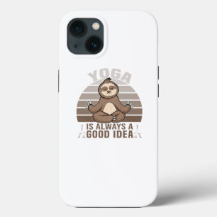 Funny cute sloth doing yoga. funny yoga poses iPhone 13 case