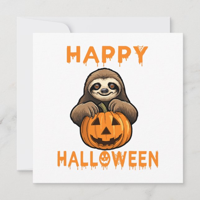 Funny Cute Sloth Holding Pumpkin (Front)