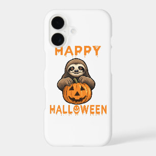 Funny Cute Sloth Holding Pumpkin