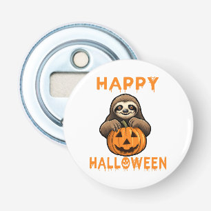 Funny Cute Sloth Holding Pumpkin Bottle Opener