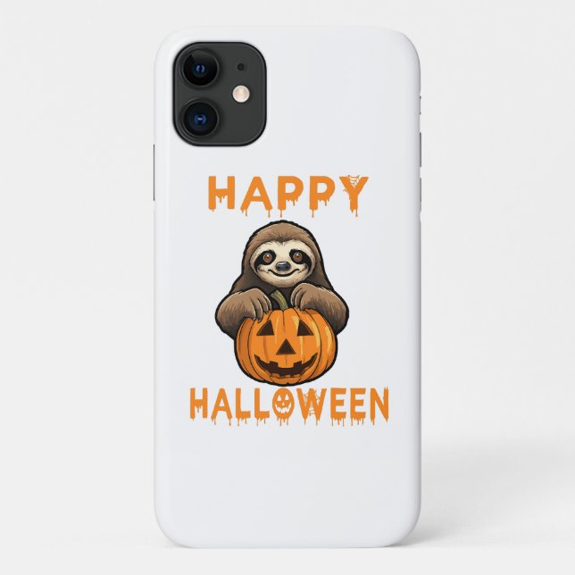 Funny Cute Sloth Holding Pumpkin Case-Mate iPhone Case (Back)