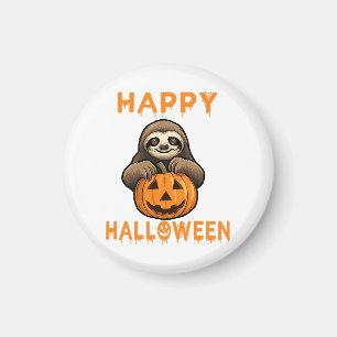 Funny Cute Sloth Holding Pumpkin Magnet
