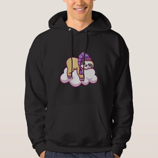 Funny Cute Sloth Sleeping On Cloud Hoodie (Front)