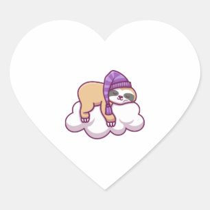 Funny Cute sloth sleeping on cloud Sticker 