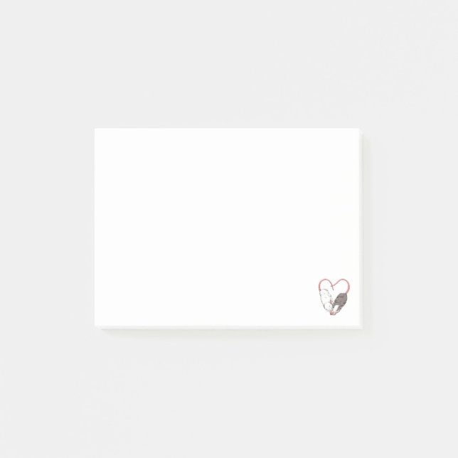 Funny Cute Small Rodent Pet Happy Heart Love Rat L Post-it Notes (Front)