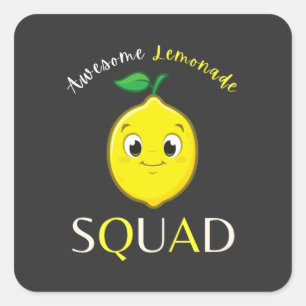 Funny Cute Smiling Lemon Awesome Lemonade Squad  Square Sticker