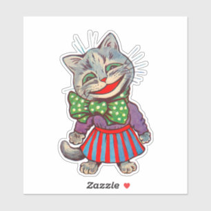 Funny Cute Smiling Retro 1930s Girl Cat Mascot