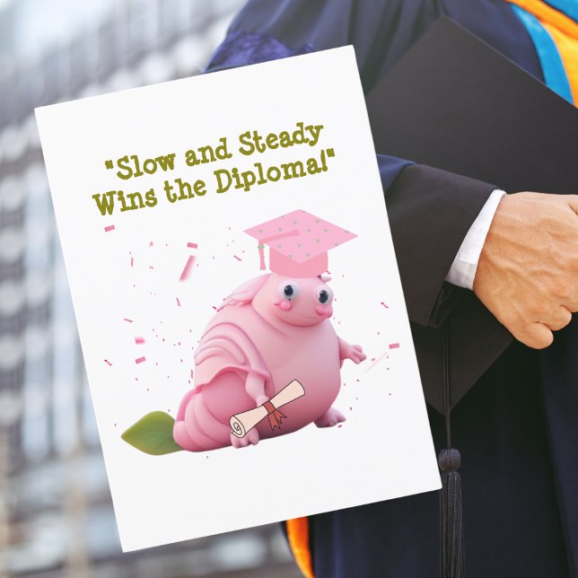 Funny Cute Snail Graduation Greeting Card (Creator Uploaded)