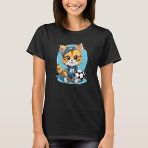 Funny cute Soccer Cat with Trikot for Sport Fans T-Shirt