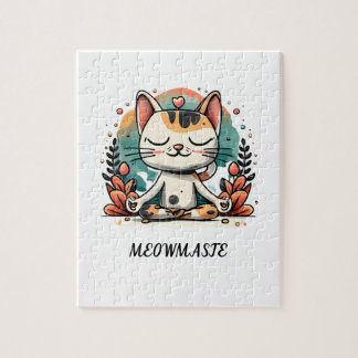 Funny Cute Spiritual Cat Meditating Customisable Jigsaw Puzzle