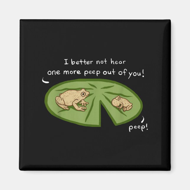 Funny Cute Spring Peeper Frogs Lilly Pad Pond Magnet (Front)