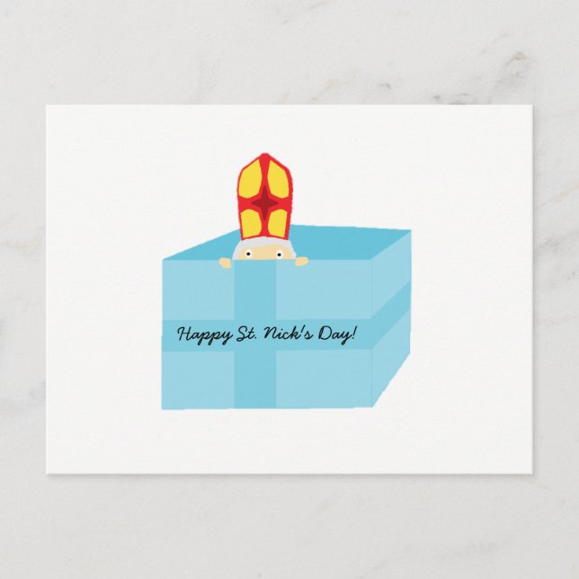 Funny Cute St. Nicholas Dutch Sinterklaas Kids Art Postcard (Front)